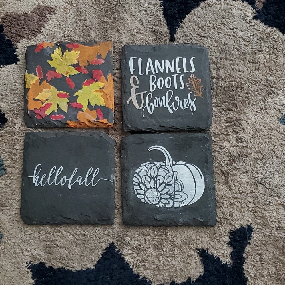 Handmade Slate coasters featuring Fall designs